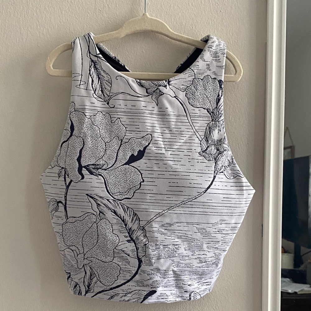 Athleta Black and White Floral Tank Top